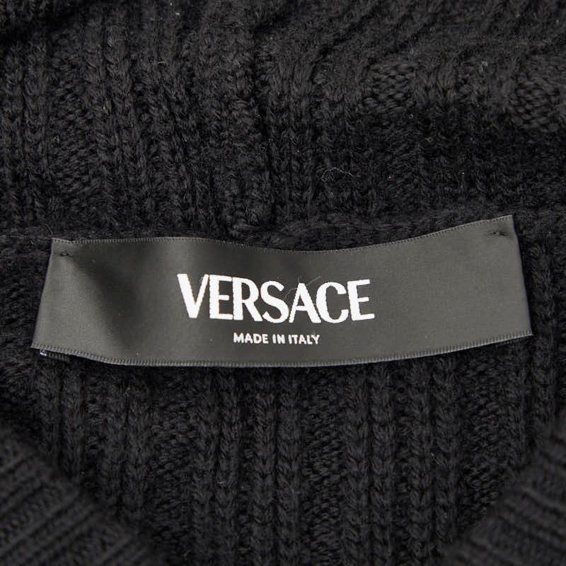ヴェルサーチェ メデューサ ケーブル ニット パーカー プルオーバー サイズ50 ブラック ウール コットン メンズ VERSACE【1-0277812】 ヴェルサーチェ メデューサ ケーブル ニット パーカー プルオーバー サイズ50 ブラック ウール コットン メンズ VERSACE【1-0277812】