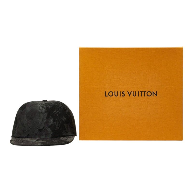 ルイ ヴィトン キャスケット モノグラム フラワー キャップ サイズ:L MP3293 ブラック グレー ウール コットン メンズ LOUIS VUITTON【228-78029】
