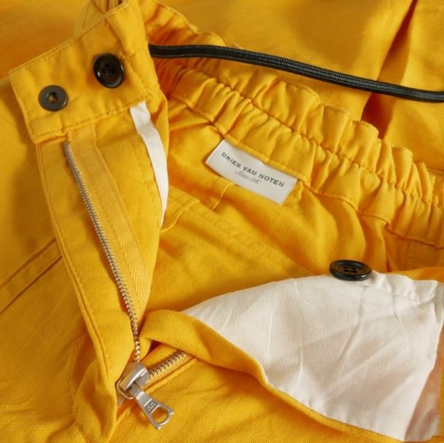 ドリスヴァンノッテン DRIES VAN NOTEN ドローストリングワイドイージーパンツ ワークパンツ 36 イエロー 黄