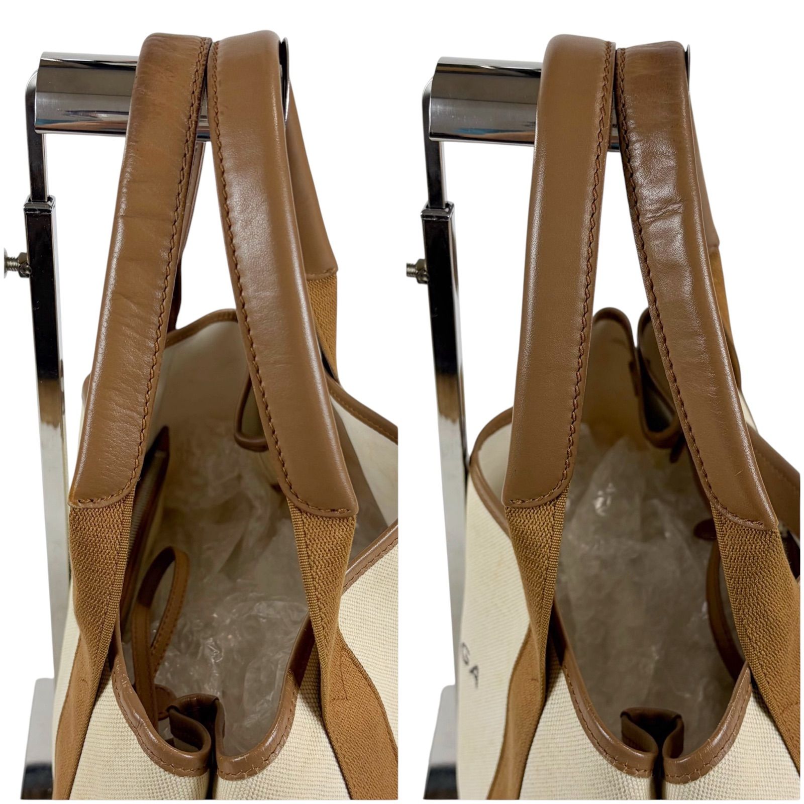 バレンシアガ BALENCIAGA ネイビーカバス S ミニトートバッグ ハンドバッグ ポーチ付き ブラウン ホワイト キャンバス バレンシアガ BALENCIAGA ネイビーカバス S ミニトートバッグ ハンドバッグ ポーチ付き ブラウン ホワイト キャンバス