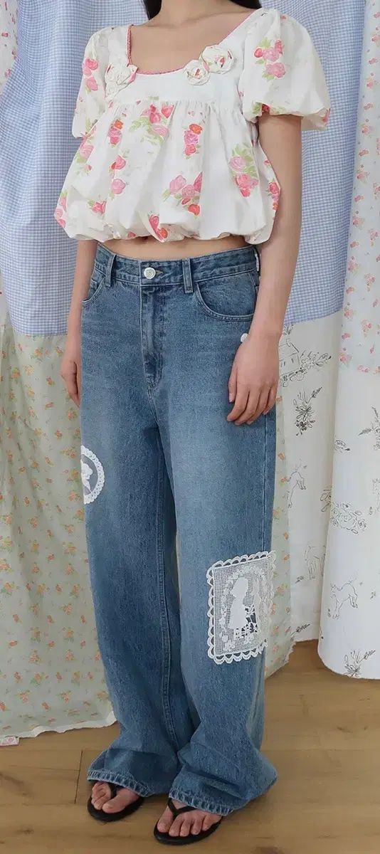 (新品) SINOON シヌーン エクスクルーシブ レース パッチワーク デニム Mサイズ