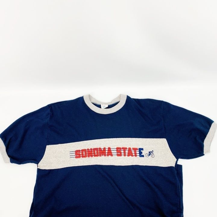 80s USA製 champion sonoma state チャンピオン ソノマ・ステート 半袖 カレッジ Tシャツ リンガーTシャツ ヴィンテージ トリコタグ ネイビー グレー XL メンズ _201 80s USA製 champion sonoma state チャンピオン ソノマ・ステート 半袖 カレッジ Tシャツ リンガーTシャツ ヴィンテージ トリコタグ ネイビー グレー XL メンズ _201