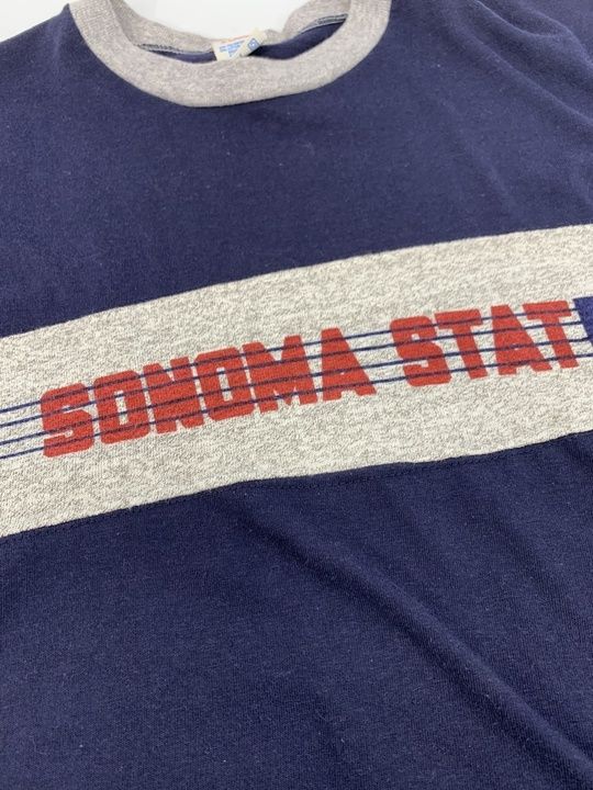 80s USA製 champion sonoma state チャンピオン ソノマ・ステート 半袖 カレッジ Tシャツ リンガーTシャツ ヴィンテージ トリコタグ ネイビー グレー XL メンズ _201 80s USA製 champion sonoma state チャンピオン ソノマ・ステート 半袖 カレッジ Tシャツ リンガーTシャツ ヴィンテージ トリコタグ ネイビー グレー XL メンズ _201