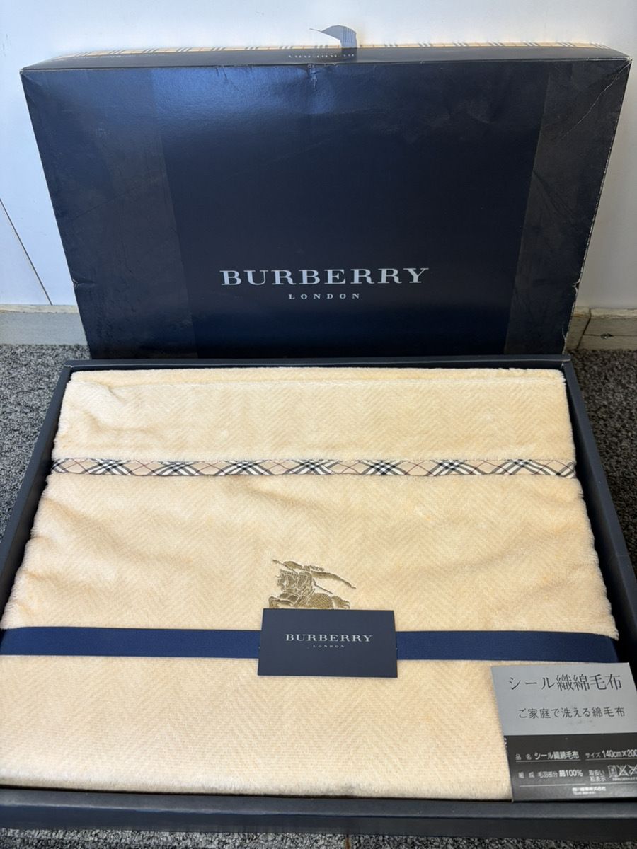 【TM55】バーバリー　BURBERRY　綿毛布　140×200