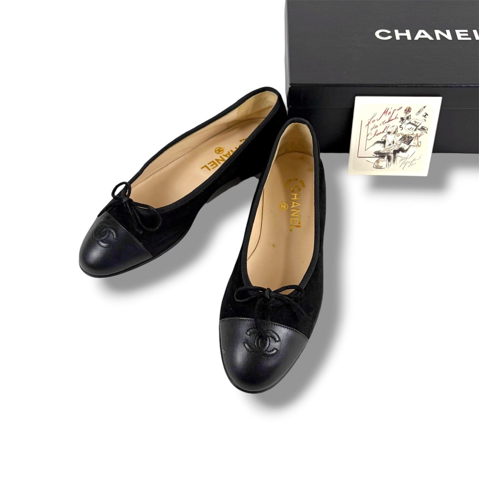 シャネル CHANEL バレリーナフラット ココマーク リボン ローヒール