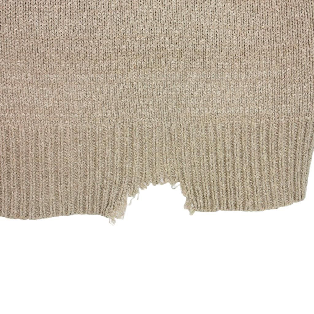 メゾンマルジェラ Maison Margiela 22SS コットンセルロース ヘンプ ニットベスト Vネック ダメージ加工 L ベージュ S50TH0056