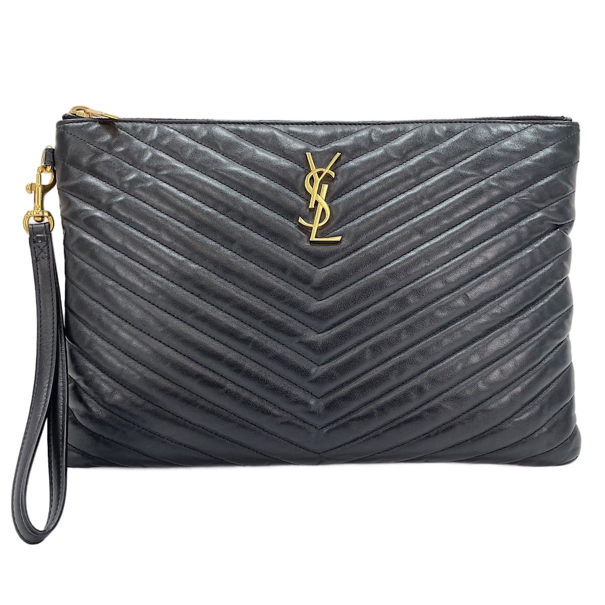 YVES SAINT LAURENT イヴ・サンローラン クラッチバッグ Vステッチ