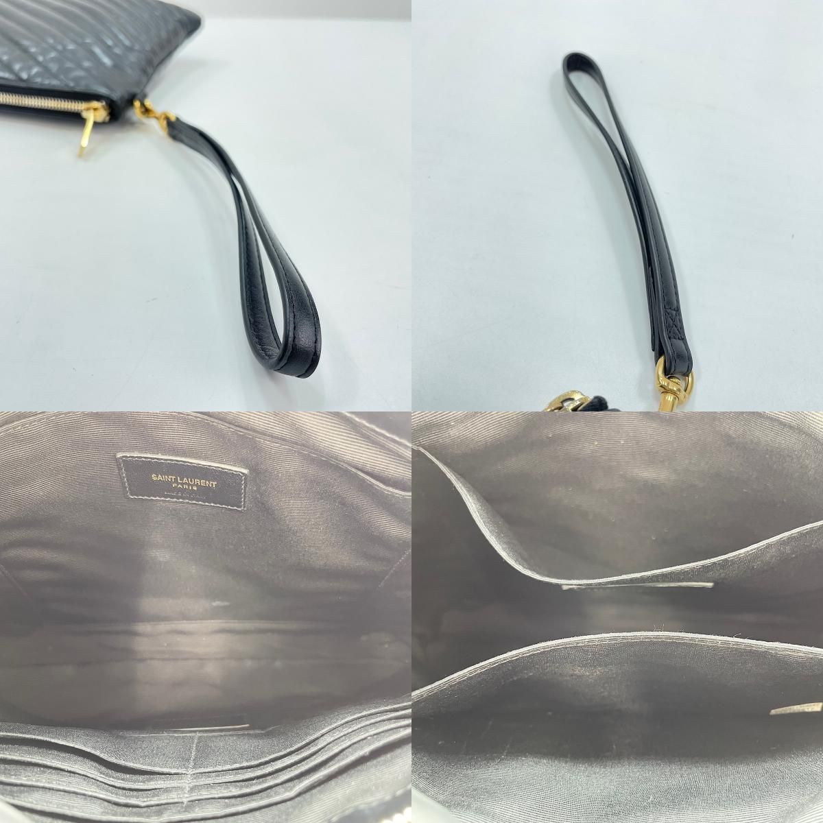 YVES SAINT LAURENT イヴ・サンローラン クラッチバッグ Vステッチ