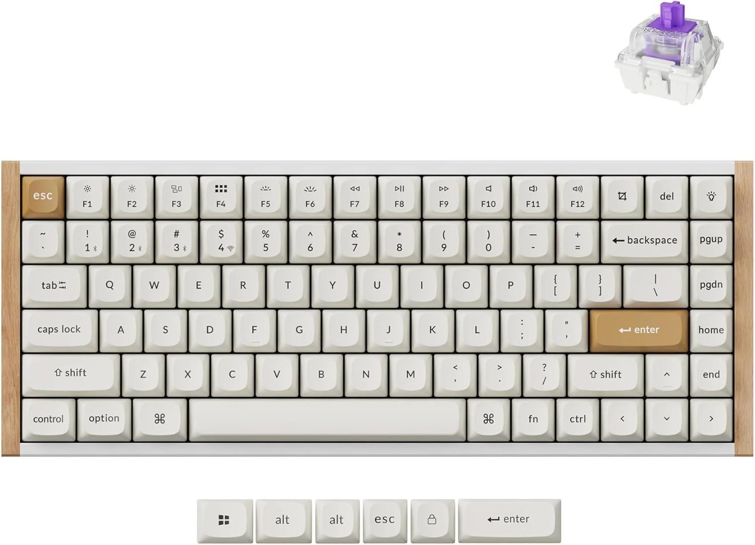 【国内正規品】Keychron K2 HE ラピッドトリガー ワイヤレス カスタムキーボード、ホールエフェクトGateronダブルレール・マグネットスイッチ、2.4GHz・Bluetooth無線対応、QMKプログラム可能、アルミ+ウッドフレーム、USレイアウト