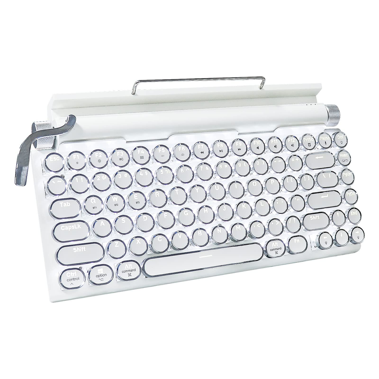 OUSEITECH タイプライター型 メカニカルキーボード 青軸 LEDバックライト ホットスワップ対応 83キー防衝突 BT5.0 防水防塵 ワイヤレス Windows/Mac/Android/IOS/LINUX/VISTA対応 レトロなデザイン 75%レイ
