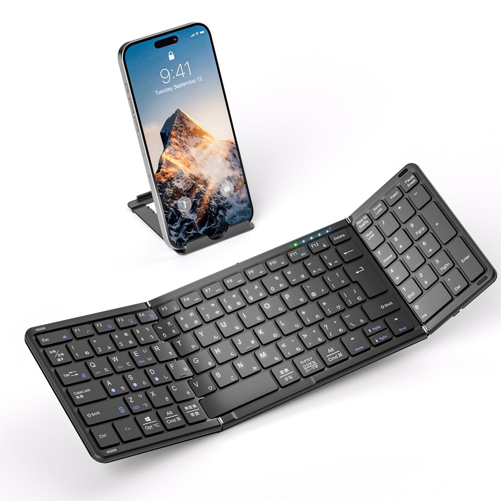 【高級版】Omikamo Bluetooth キーボード 折り畳み式 ワイヤレス キーボード テンキー付き 左右Shiftキー/L型Enterキー ipad/iphoneキーボード フルサイズ 日本語配列 3台デバイス切替接続可能 Windows/Mac/iO