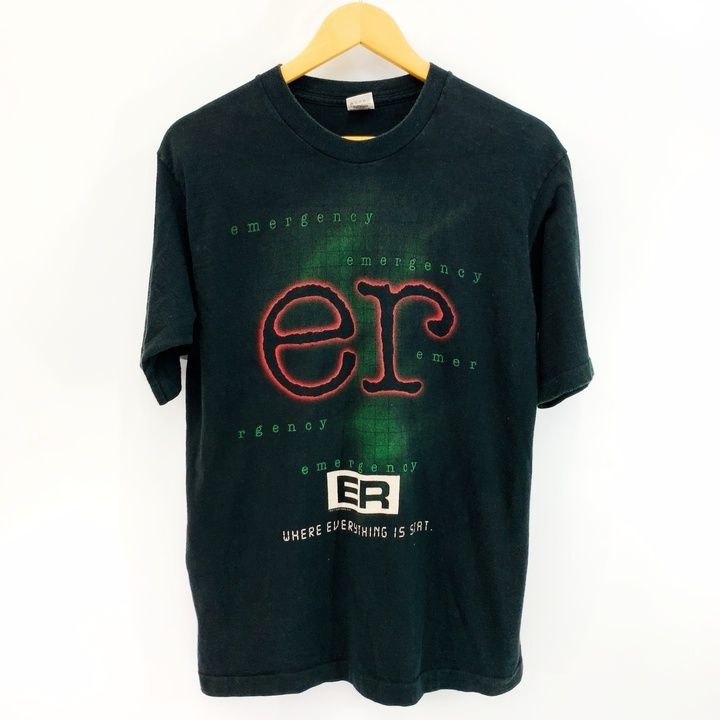90s USA製 er ヴィンテージ Tシャツ Fruit of the Loom ER緊急救命室 M ブラック 黒 アメリカ ドラマ ムービー VINTAGE メンズ _201