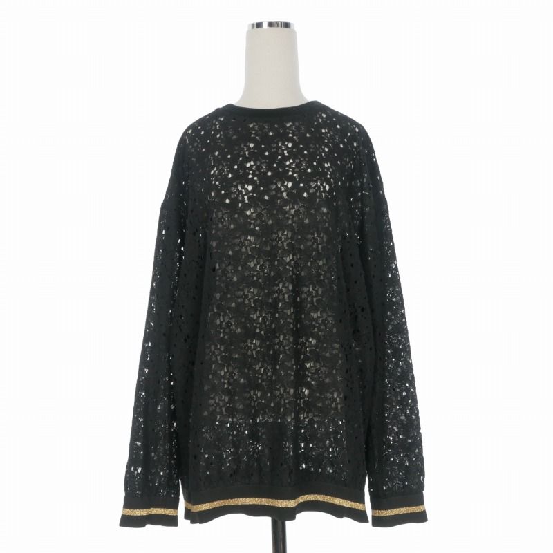 ステラマッカートニー STELLA McCARTNEY レースカットソー トップス 長袖 38 ブラック 黒 438685 国内正規