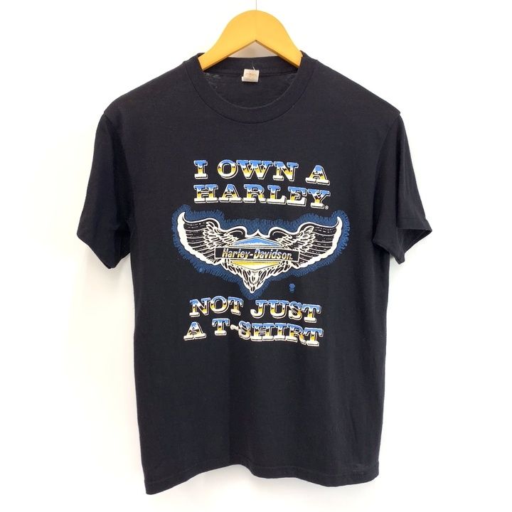 80s USA製 Harley-Davidson sportswear ハーレーダビッドソン wing emblem Tシャツ エンブレム 翼 M ヴィンテージ VINTAGE ブラック メンズ レディース _201