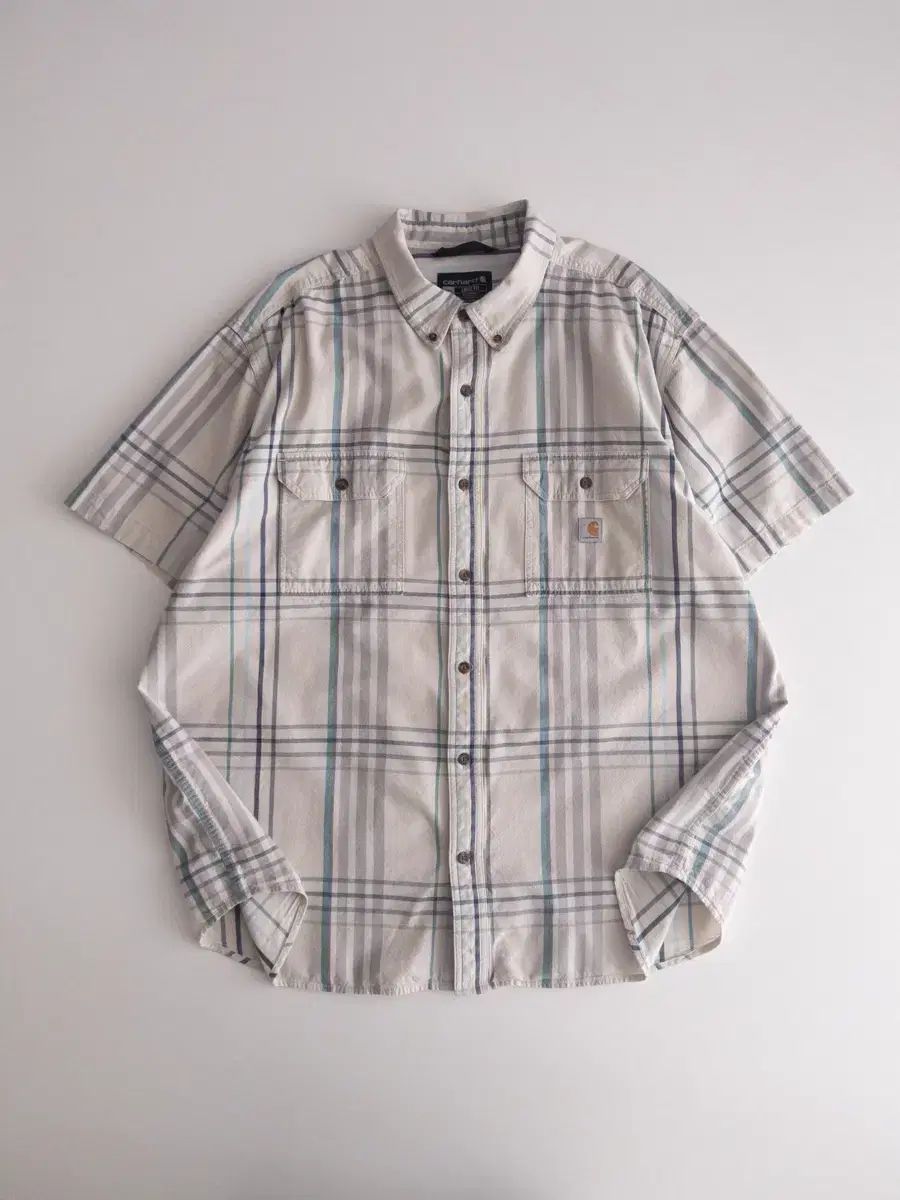 (CS-07) Carhartt カーハート ツーポケット CHECK 半袖 シャツ 2XL