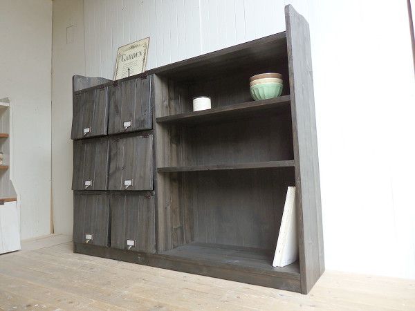 サイズオーダー可！超ワイド6枚パタパタキャビネットエスプレッソ受注製作納期は4、5週間後