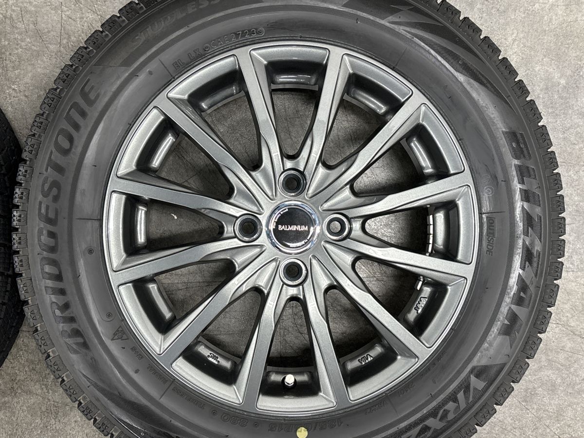 バリ溝 美品】バルミナ 15in 5.5J +50 PCD100 ブリヂストン ブリザック