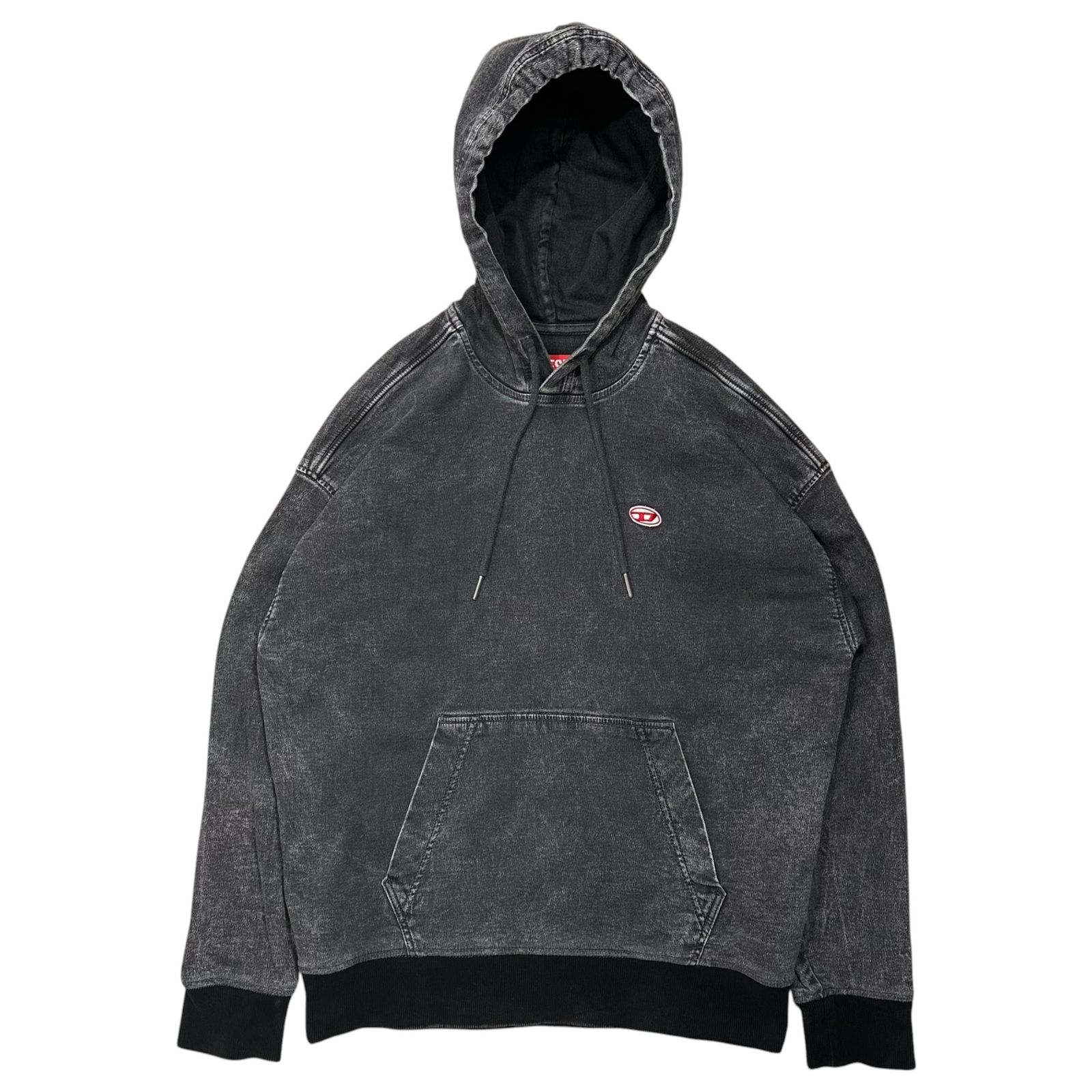 DIESEL(ディーゼル) D-UM-RIB-NE ウォッシュド加工 プルオーバー パーカー S ブラック