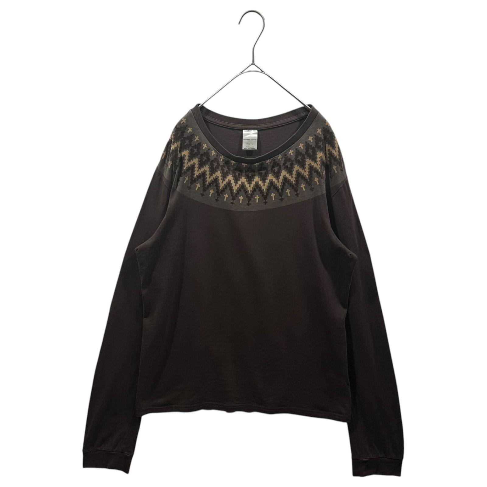 NUMBER (N)INE(ナンバーナイン) 2002AW ”NOWHERE MAN” Nordic L/S Tee ジョージ期 ノルディック 長袖 Tシャツ 4 ブラウン 00's ノーウェアマン