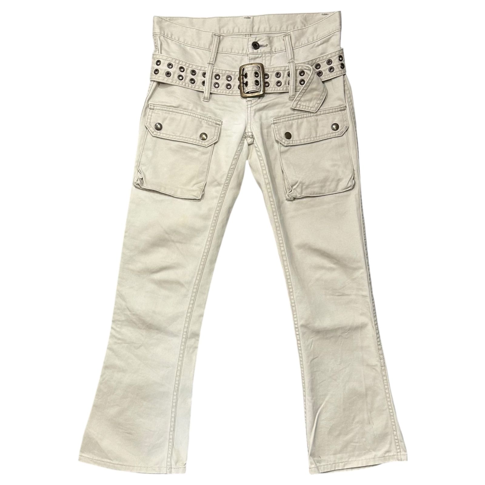 Hysterics(ヒステリックス) 1990's~2000's Eyelet belt flared pants 鳩目ベルト フレア パンツ 3AP-4513 M ベージュ