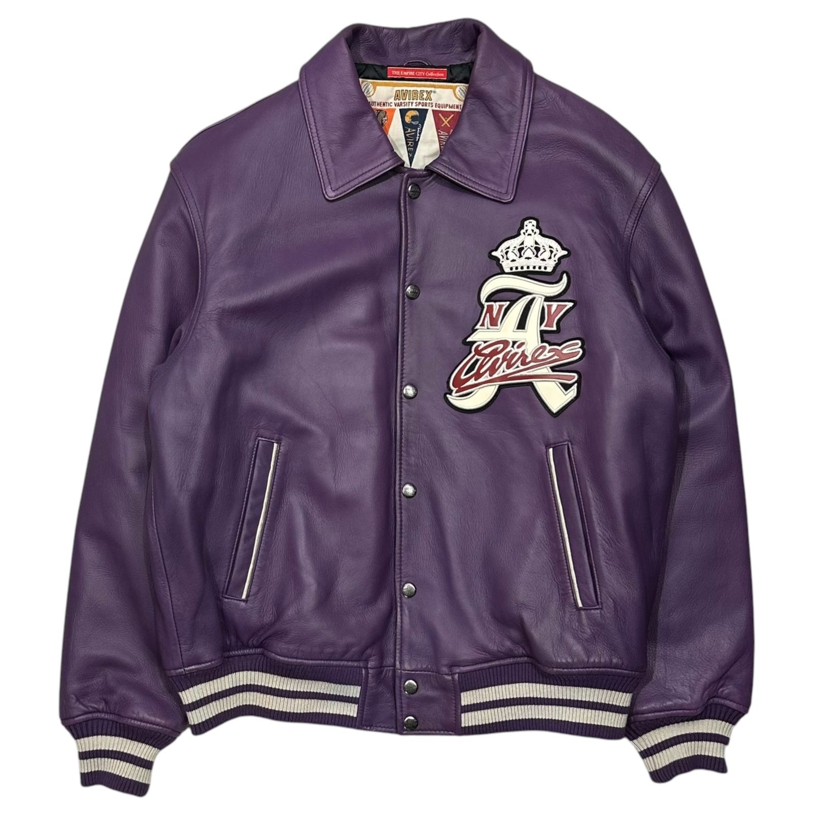 AVIREX(アヴィレックス) VARSITY JACKET CROWN LOGO ヴァーシティ ジャケット クラウン ロゴ 783-3250078 M パープル