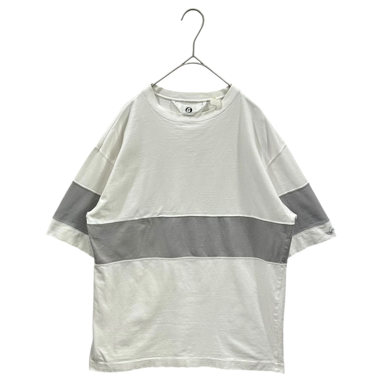 GOODENOUGH(グッドイナフ) 90’s Line-blocked s/s T-shirt ライン 切替 半袖 Tシャツ 表記消(M程度) ホワイト×グレー