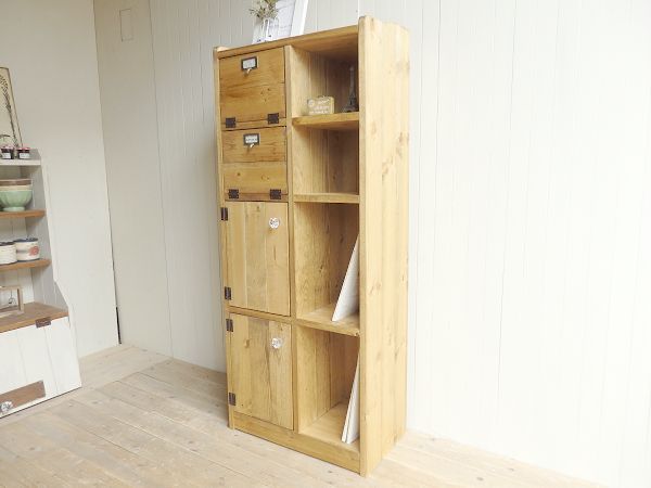 サイズデザインオーダー可2バッタン扉２扉キャビネットナチュラルブラウン●受注製作納期は4、5週間後