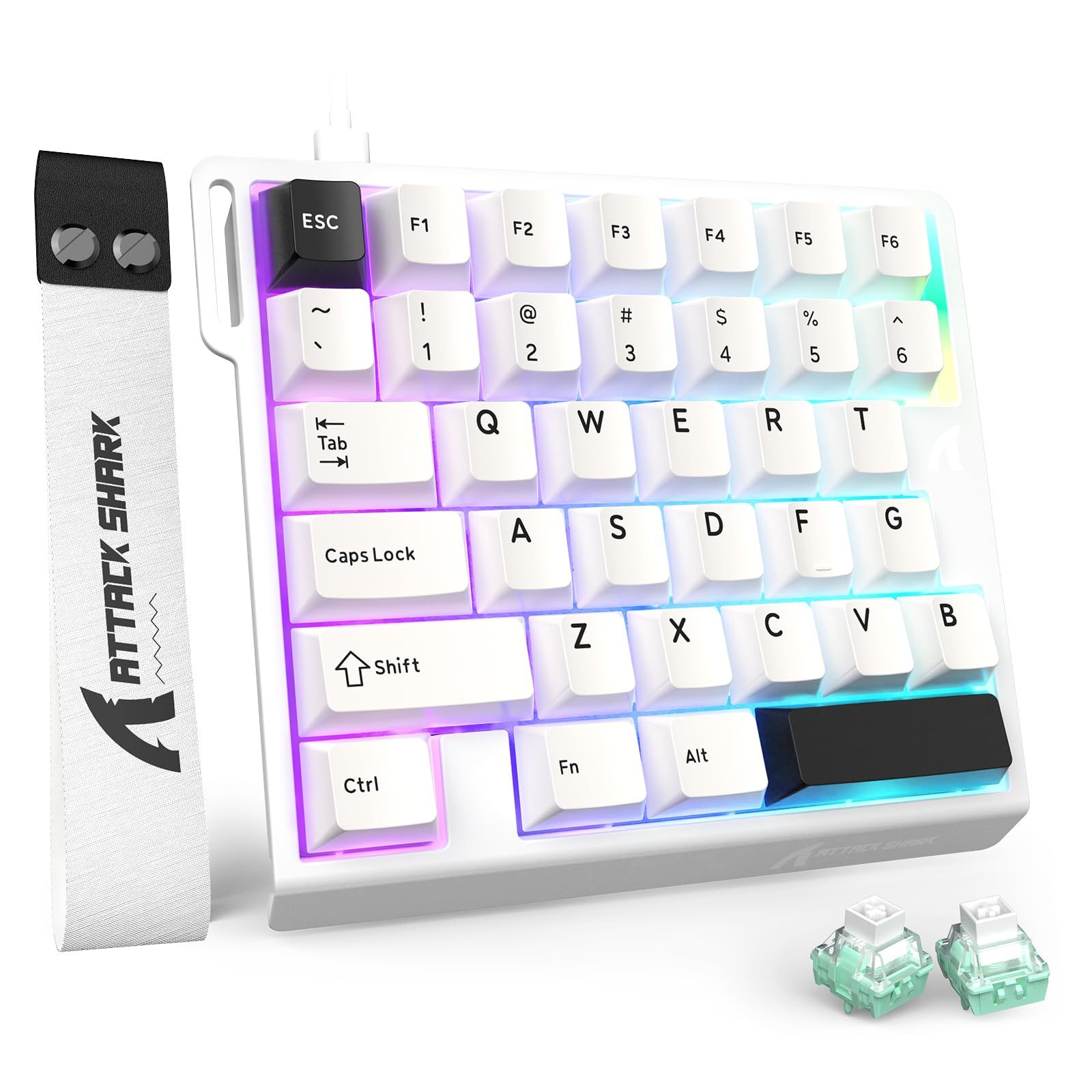 ATTACK SHARK M36HE 片手ゲーミングキーボード メカニカル ラピッドトリガー 左手デバイス 有線接続 F区搭載 RGBバックライト 5層消音構造 RT精度0.01mm 8000Hzポーリングレート 128Kスキャンレート 0.125ms超低遅延