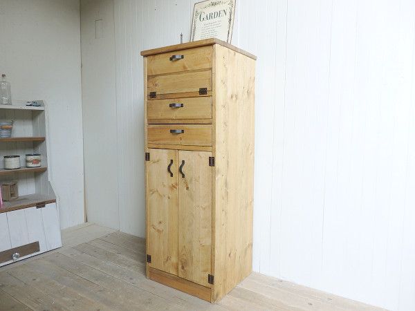 サイズデザインオーダー可1バッタン1扉2引出キャビネットブラウン受注製作