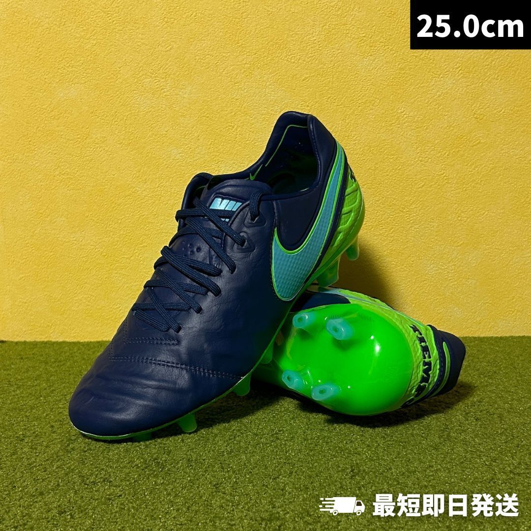 【新品・未使用】NIKE ナイキ サッカースパイク ティエンポ レジェンド 6 FG(ネイビー×グリーン)819177 443 廃盤 激レア(25.0cm)