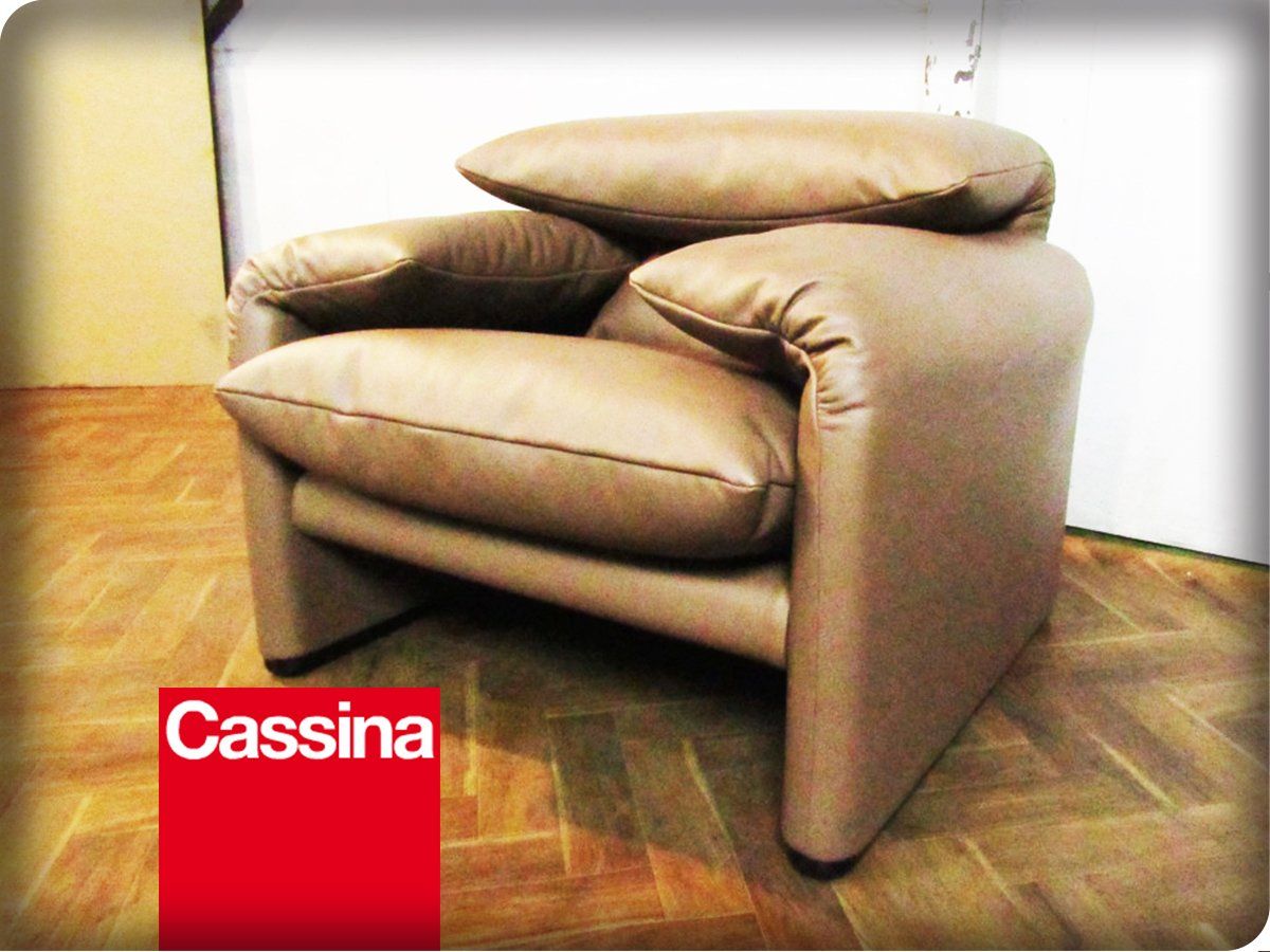 ■新品/未使用品/Cassina/675 MARALUNGA/マラルンガ/ヴィコ・マジストレッティ/総革/FZレザー/クッション付/1人掛けソファ/144万/st167m 419,760円