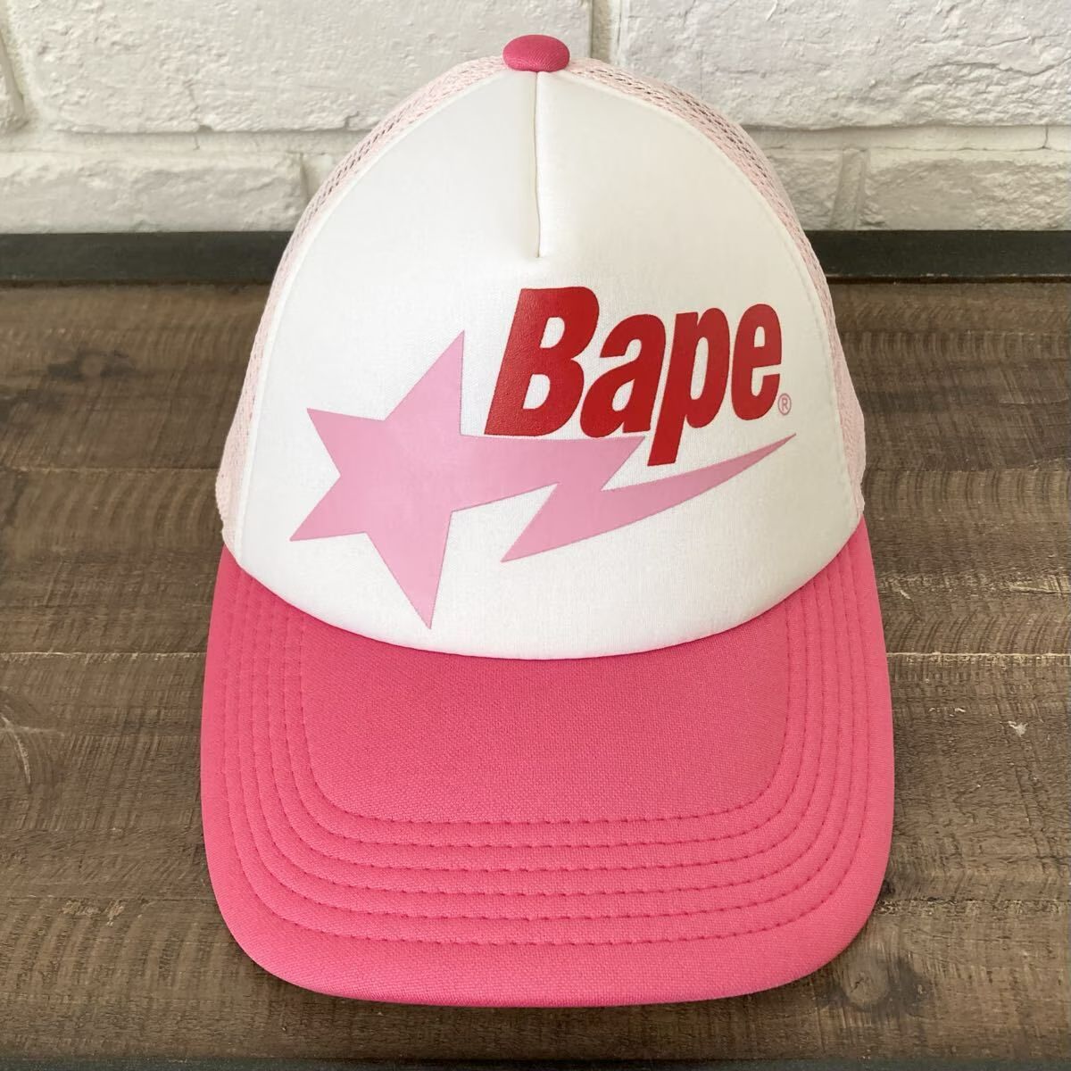 BAPESTA LOGO メッシュ キャップ PINK a bathing ape star BAPE sta