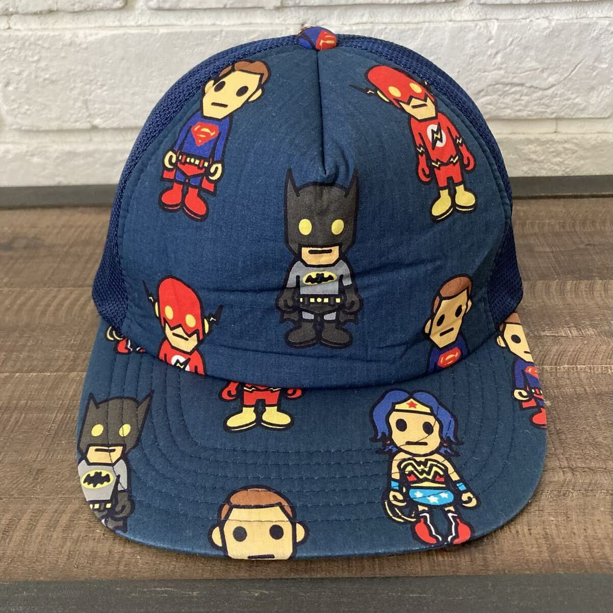 DC Comics × BAPE メッシュ キャップ ネイビー trucker hat cap a bathing ape バットマン エイプ ベイプ アベイシングエイプ NIGO y15
