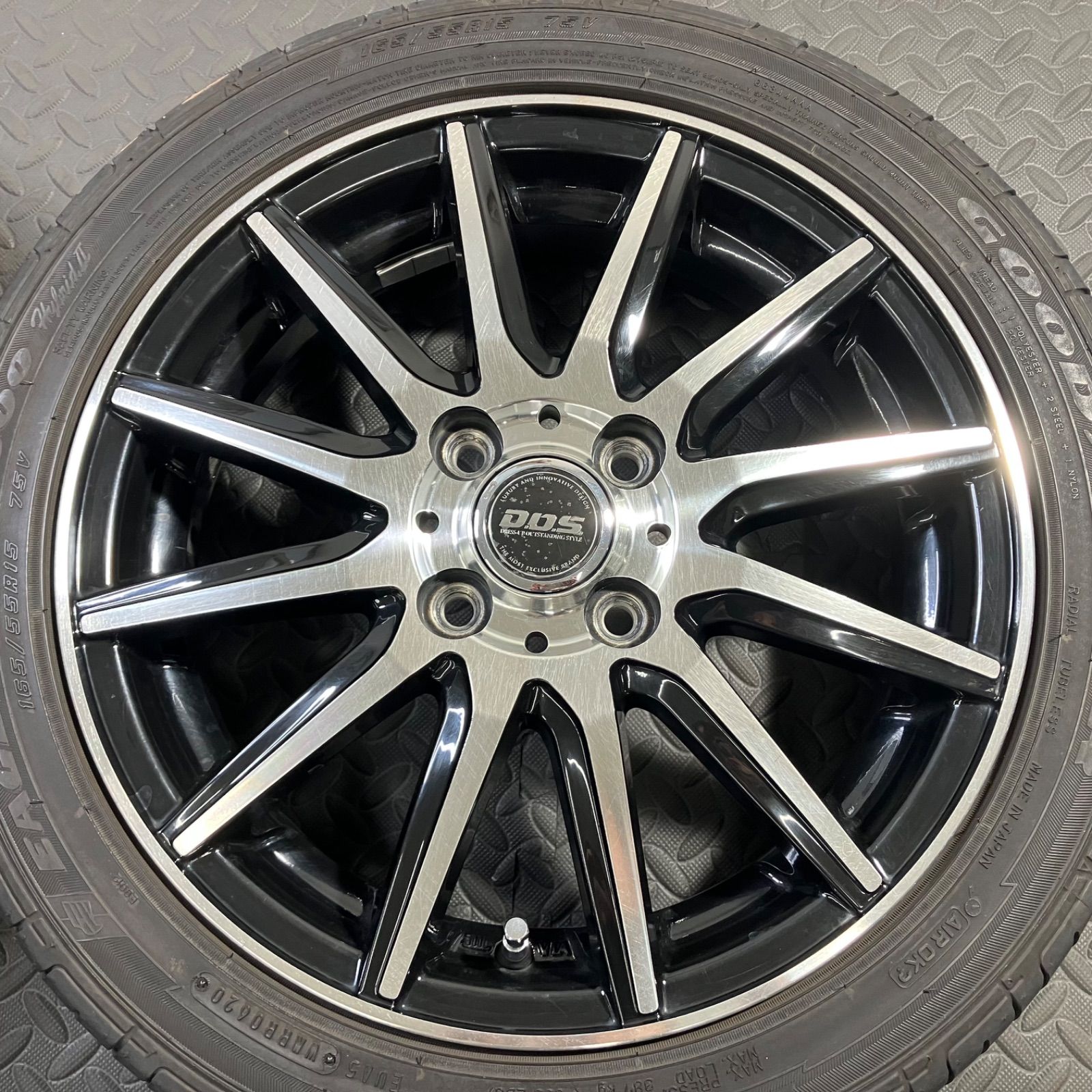 20年製 165/55R15 グッドイヤー イーグルLS2000 BADX DOS RS-12 タント
