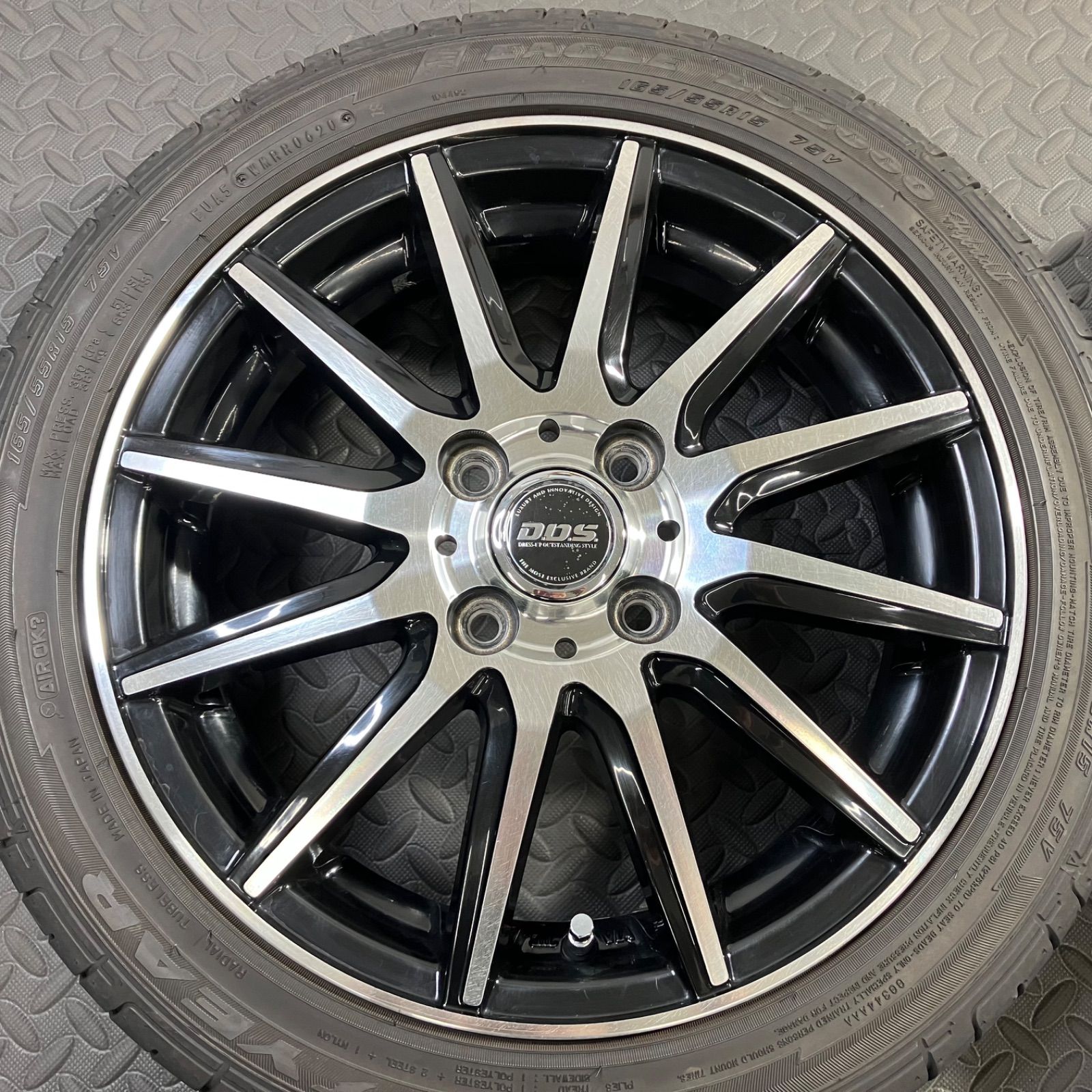 20年製 165/55R15 グッドイヤー イーグルLS2000 BADX DOS RS-12 タント 