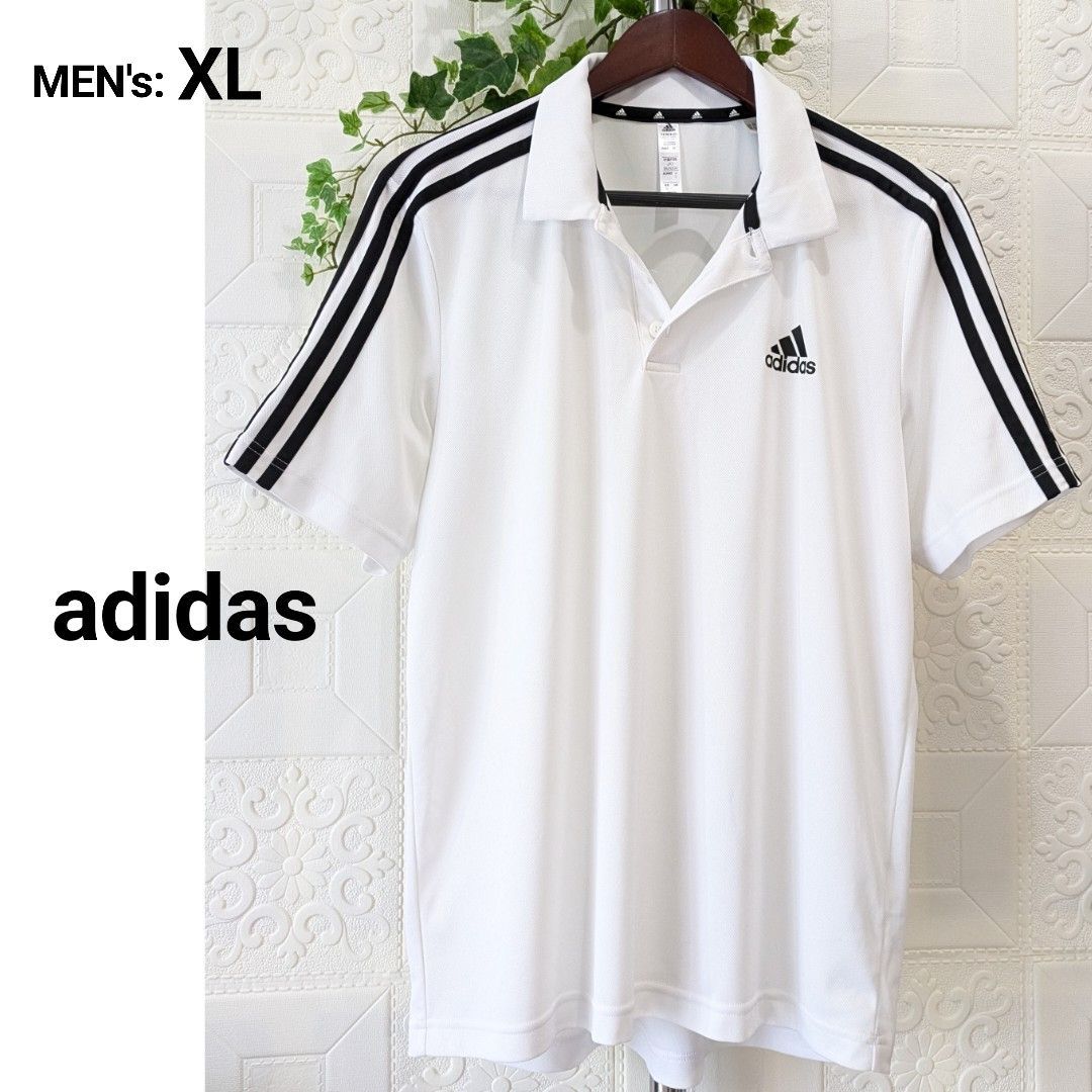 XL□ポロシャツ□adidas アディダス□状態B□白 ホワイト - メルカリ