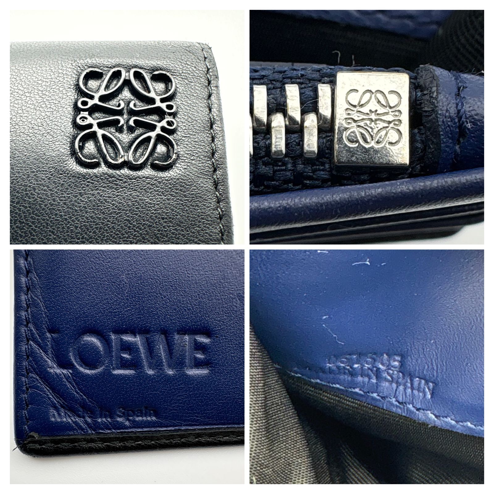 良品 】LOEWE ロエベ アナグラム 長財布 バイカラー レザー ブラック 
