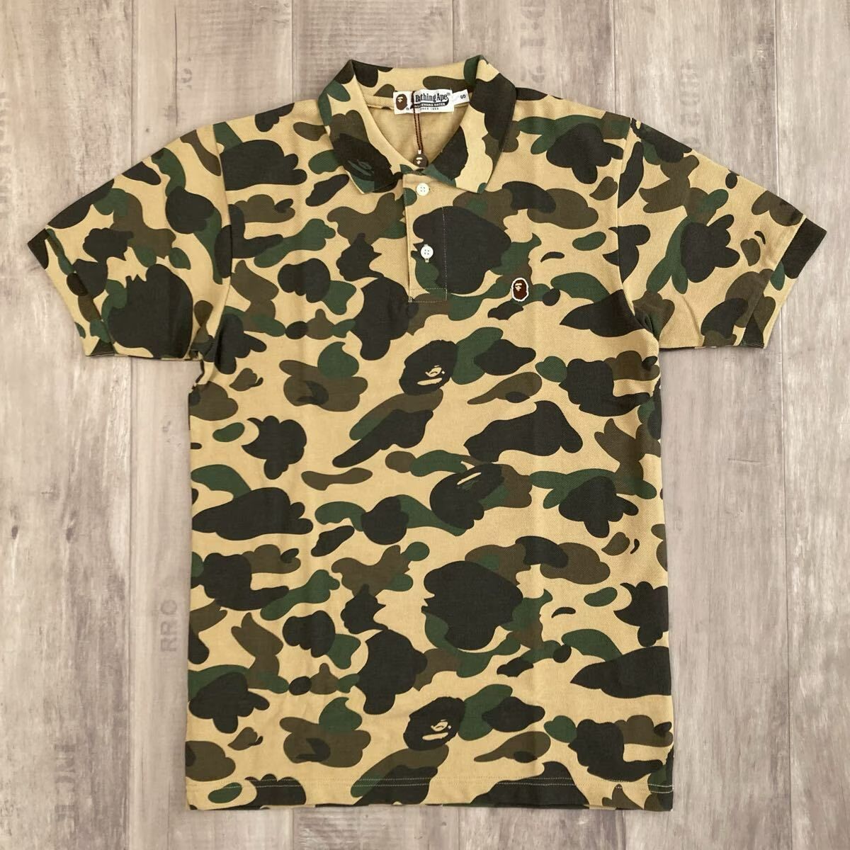★新品★ 初期 1st camo yellow ポロシャツ Sサイズ a bathing ape BAPE CAMO エイプ ベイプ アベイシングエイプ NIGO 迷彩 y6875