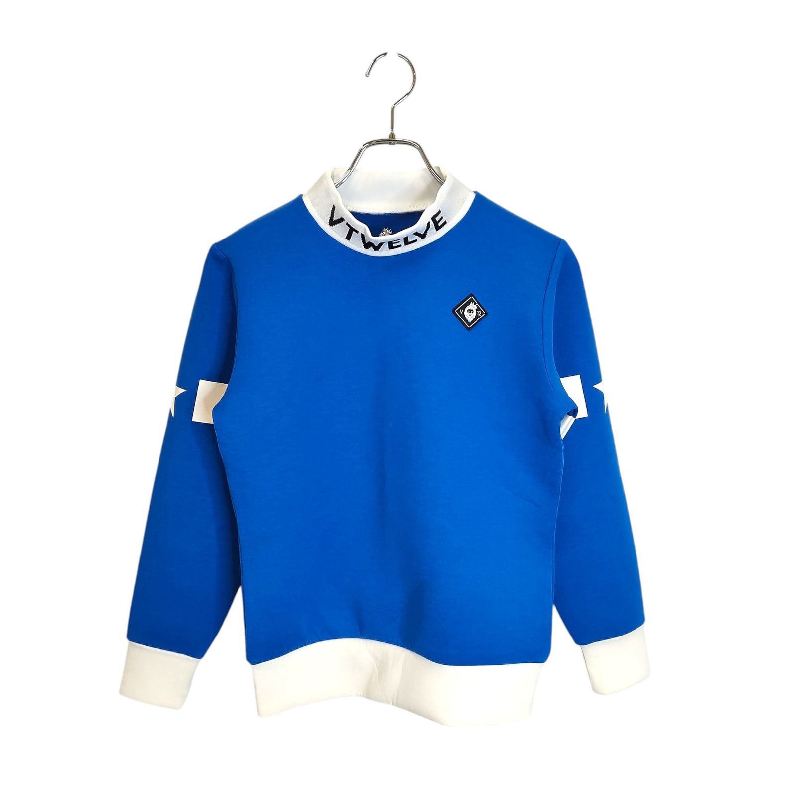 V12 ブイトゥエルブ ゴルフ L/S jacquard mock neck shirt長袖 ジャガード モックネックシャツ V122221-SW14 1 ブルー×ホワイト レディース 8,378円