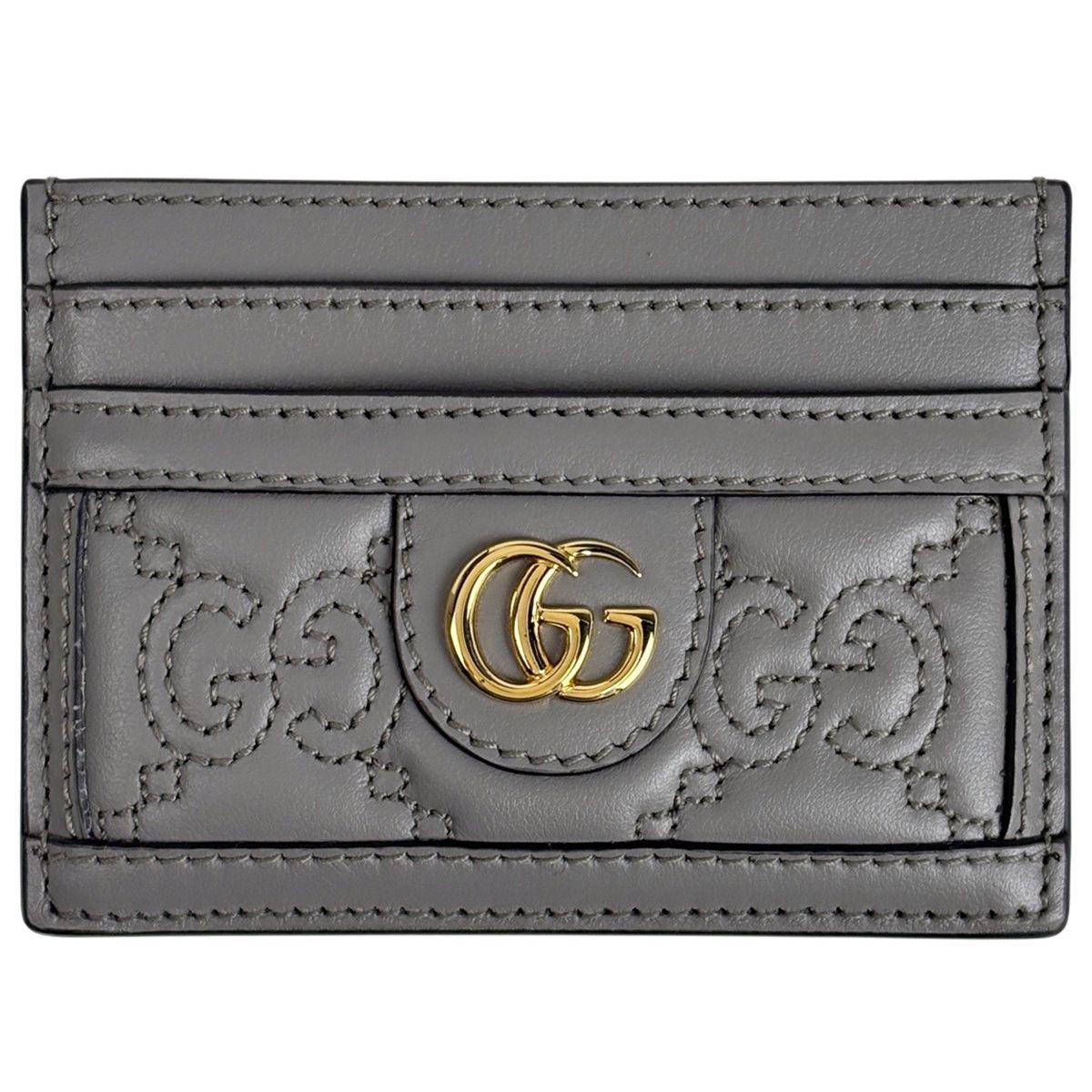 グッチ GUCCI GGマトラッセ カードケース パスケース 定期入れ レザー グレー 723790 レディース 【中古】