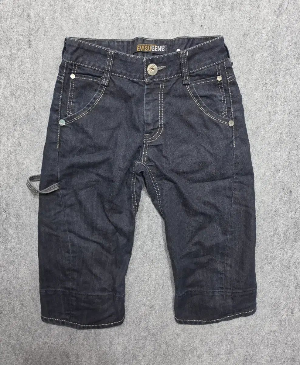 EVISU ヴィンテージ シンチバック エンジニアード デニム ハーフパンツ 28