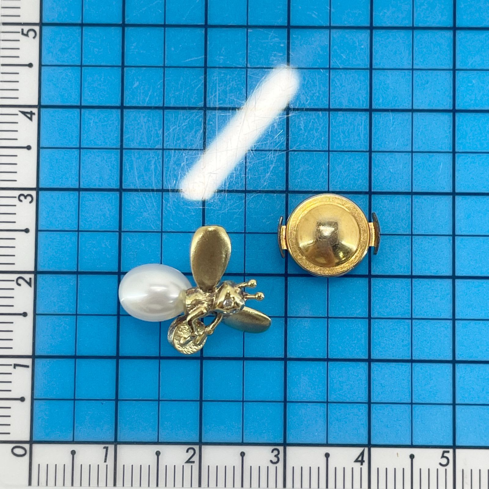K18 パール×ダイヤモンド 0.01ct ハチ 蜂モチーフ ピンブローチ 