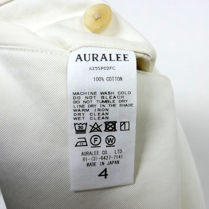 AURALEE オーラリー 国内正規 25SS WASHED FINX CHINO ONE-TUCK PANTS