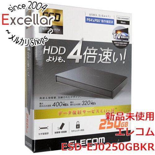 [bn:18] ELECOM　外付けポータブルSSD　ESD-EJ0250GBKR　ブラック　250GB