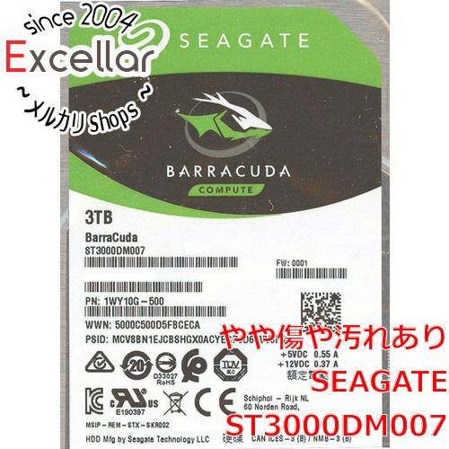 [bn:15] SEAGATE製HDD　ST3000DM007　3TB SATA600　500～1000時間以内