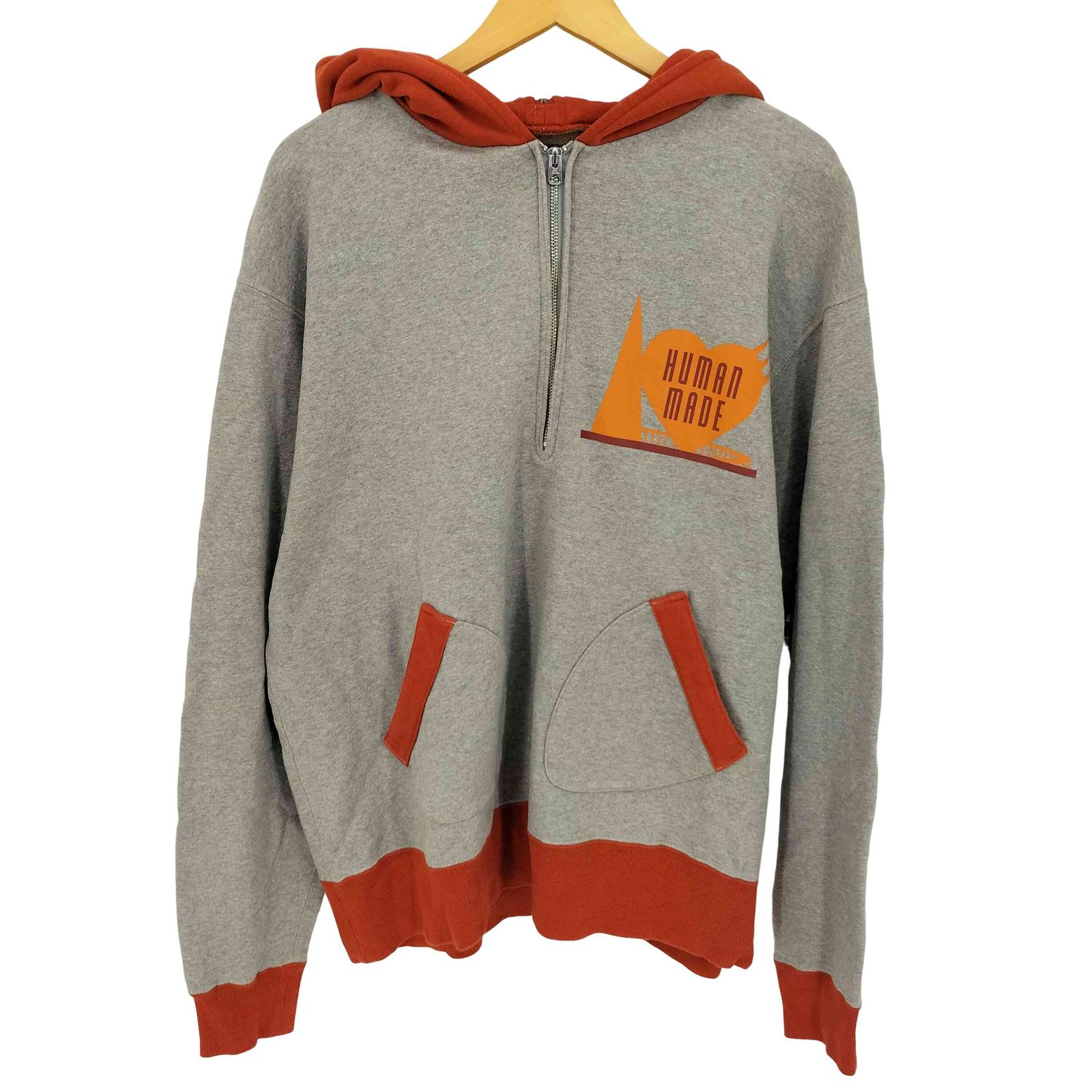 ヒューマンメイド HUMAN MADE 25ss Half-Zip Hoodie Gray メンズ XXL