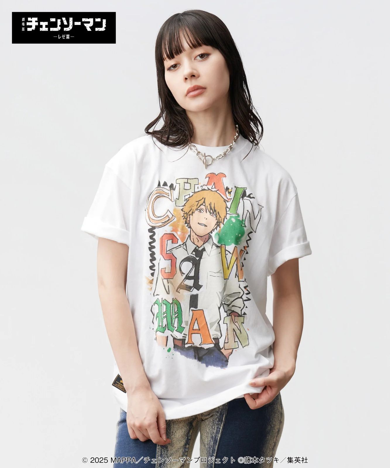 新品未使用 glamb グラム Denji T-shirt II / デンジTシャツ2 カットソー Tシャツ トップス チェンソ―マン ホワイト コットン Lサイズ GB0425/CM03 管理番号：410A-2118