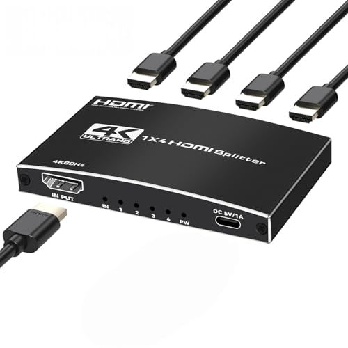 ★新品★HDMI 分配器 1入力4出力 4K@60Hz HDMスプリッター 4 画面同時出力 3D映像 HDCP 2.2解除 オーディオ同期 複数出力 RGB/HDR10 +/3D対応 PS5/B0X/fire tv stick/HDTV/DVD/PCなど適用