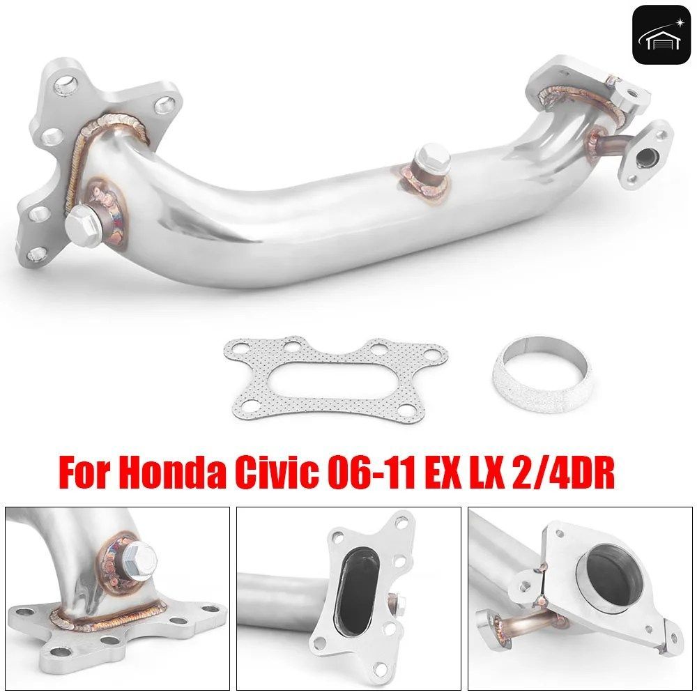 ターボ排気管 ステンレススチール キャットバック ダウンパイプ ホンダ シビック 06-11 EX LX 2/4ドア FG FA R18A