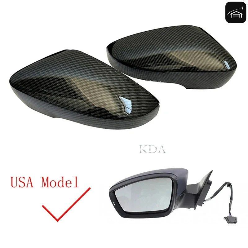 カーボンファイバー製ミラーカバーキャップ（リアビューシェル）2個セット（米国モデル）VWジェッタMK6 2011-2018、パサートB7 2011-2015、